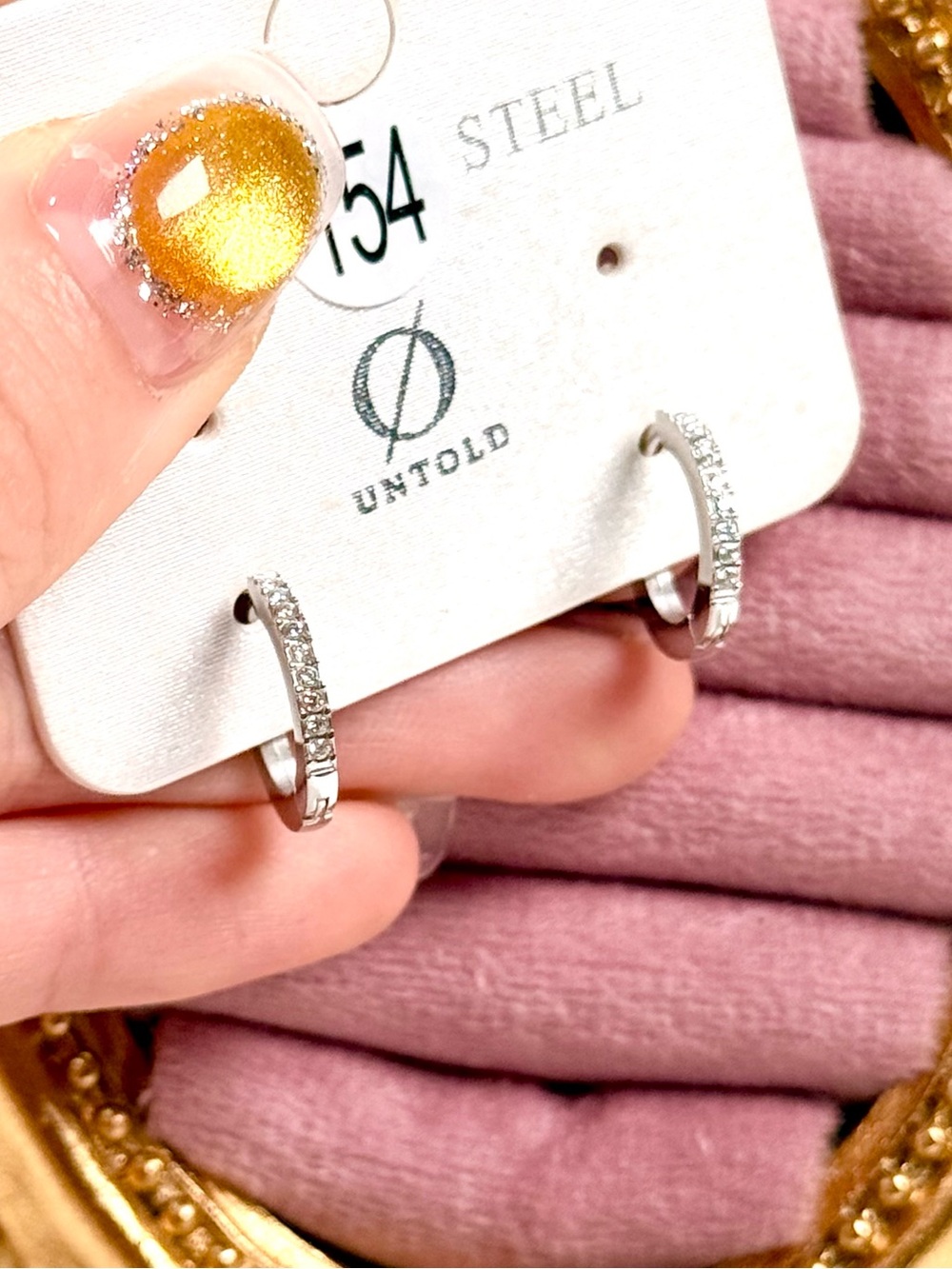#154 Stainless Steel Stud Hoop Earrings Set Silver Plated